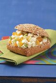 Apricots and mozzarella in bread roll