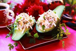 Avocado stuffed with poultry salad