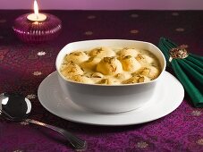 Rasmalai (Paneer balls in cream sauce, India)