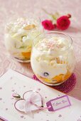 Fruit salad with mascarpone and cream