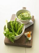 Celery with avocado remoulade and boiled egg