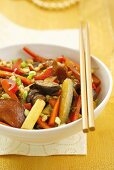 Stir-fried vegetables with mushrooms and sprouts (Asia)