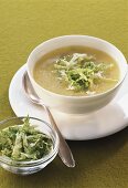 Polenta soup with lettuce