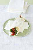 Red pepper wraps with rosemary feta cream