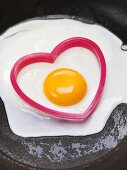 Fried egg with heart-shaped cutter