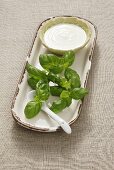 Basil and yoghurt (ingredients for facial mask)