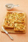 Leek and goat's cheese puff pastry tart