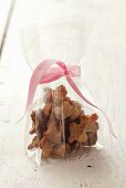 Gingerbread biscuits in cellophane bag