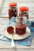 Blackcurrant jam in jars