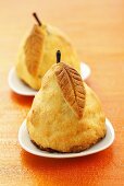 Pear baked in pastry with raisin and cinnamon stuffing