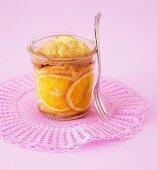Orange pudding in a jar