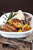 Roast beef with oranges, butternut squash and Gorgonzola