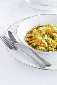 Kedgeree (Englisch-indisches Reisgericht mit Fisch)
