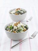 Rice with spinach, feta and walnuts