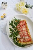 Tomato and Parmesan tart with rocket