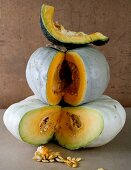 Still life with pumpkins and squashes