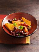 Red kidney beans with fried pumpkin slices