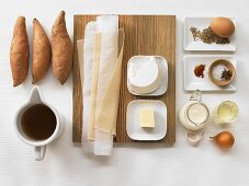 Ingredients for sweet potato soup with aniseed and ricotta straws