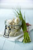 Garlic cloves and chives