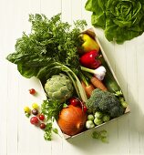 Fresh vegetables in a crate
