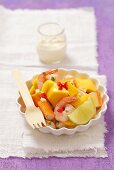 Prawn and surimi salad with mango, chilli and a horseradish dip