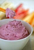 Beetroot dip with carrot sticks