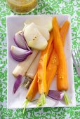 Steamed vegetables with mustard sauce