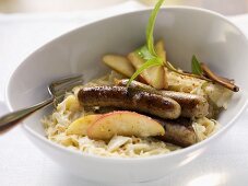 Sausages with sauerkraut and apples