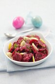 Marinated beetroot with horseradish, lemon and thyme