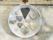 A collection of heart-shaped stones