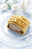 Roast pork in puff pastry for Easter