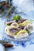 Herrings with lemon and onions (Polish Christmas dish)
