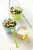 Cucumber and olive salad with yoghurt dressing