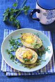 Eggs in baked potatoes