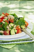 Summery salad with feta cheese and beans