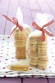 Heart-shaped semolina biscuits with lavender to give as gifts
