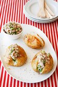 Baked potato with tuna filling