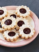 Raspberry biscuits on plate