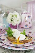 Poached eggs on toast for Mother's Day