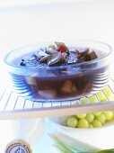 Marinade in glass bowl in fridge