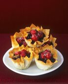 Cranberry mince tarts in filo pastry