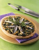 Chard and sardine pizza