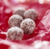 Chocolates coated in grated coconut