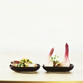 Endive with pine nuts, red spring onion with anchovies