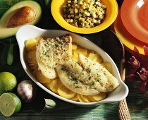 Marinated turbot with green sauce