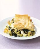 Spinach and feta pie with filo pastry