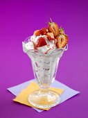 Strawberry and cream sundae