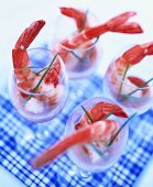 King prawns with horseradish and ketchup dip