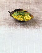 Saffron risotto with green asparagus