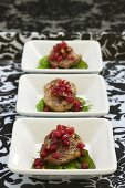 Fried beef fillet with ginger and pomegranate seeds